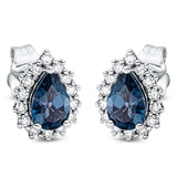 Ohrstecker 18 kt WG, 28 Brill. 0,21 ct, TW-si, 2 Topase 0,88 ct Lond. blue