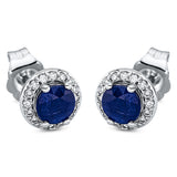 Ohrstecker 18 kt WG, 32 Dia. 0,10 ct, TW-si, 2 Saphire 0,68 ct blau
