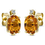 Ohrstecker 18 kt GG, 2 Brill. 0,03 ct, TW-si, 2 Citrin 2,30 ct gelb