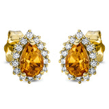 Ohrstecker 18 kt GG, 28 Brill. 0,21 ct, TW-si, 2 Citrin 0,70 ct gelb