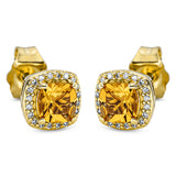 Ohrstecker 18 kt GG, 40 Dia. 0,06 ct, TW-si, 2 Citrin 0,60 ct gelb
