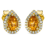 Ohrstecker 18 kt GG, 44 Dia. 0,13 ct, TW-si, 2 Citrin 0,70 ct gelb