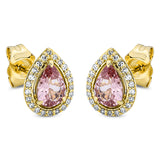 Ohrstecker 18 kt GG, 44 Dia. 0,13 ct, TW-si, 2 Granat 1,04 ct pink