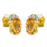 Ohrstecker 18 kt GG, 2 Brill. 0,05 ct, TW-si, 4 Brill. 0,05 ct, TW-si, 2 Citrin 2,08 ct gelb