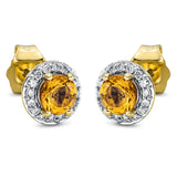 Ohrstecker 18 kt GG, 32 Dia. 0,10 ct, TW-si, 2 Citrin 0,46 ct gelb