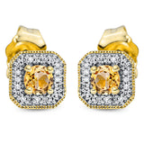 Ohrstecker 18 kt GG, 40 Dia. 0,05 ct, TW-si, 2 Citrin 0,20 ct gelb