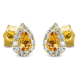 Ohrstecker 18 kt GG, 22 Brill. 0,25 ct, TW-si, 2 Citrin 0,38 ct gelb