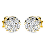Ohrstecker 18 kt GG, 2 Brill. 0,19 ct, TW-si, 12 Brill. 0,53 ct, TW-si