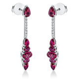 Ohrschmuck 18 kt WG, 14 Brill. 0,19 ct, W-vsi, 6 Rubine 1,81 ct rot, 6 Rubine 2,34 ct rot