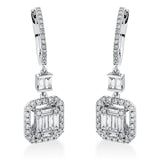 Ohrschmuck 18 kt WG, 2 Brill. 0,05 ct, TW-si, 16 Bag. 0,61 ct, TW-si, 78 Brill. 0,46 ct, TW-si
