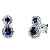 Ohrstecker 18 kt WG, 42 Brill. 0,22 ct, TW-si, 4 Saphire 0,55 ct blau