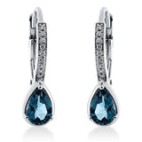 Ohrschmuck 18 kt WG, 18 Brill. 0,07 ct, TW-si, 2 Topase 1,06 ct Lond. blue