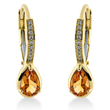 Ohrschmuck 18 kt GG, 18 Brill. 0,07 ct, TW-si, 2 Citrin 0,70 ct gelb