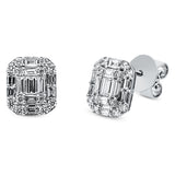 Ohrstecker 18 kt WG, 16 Bag. 0,28 ct, TW-si, 6 Bag. 0,22 ct, TW-si, 24 Brill. 0,21 ct, TW-si