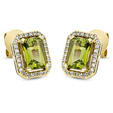 Ohrstecker 18 kt GG, 54 Dia. 0,20 ct, TW-si, 2 Peridot 2,33 ct grün
