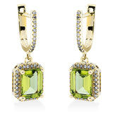 Ohrschmuck 18 kt GG, 74 Dia. 0,30 ct, TW-si, 2 Peridot 3,23 ct grün