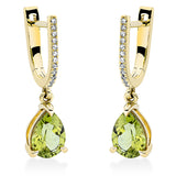 Ohrschmuck 18 kt GG, 24 Dia. 0,07 ct, TW-si, 2 Peridot 2,17 ct grün