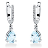 Ohrschmuck 18 kt WG, 24 Dia. 0,07 ct, TW-si, 2 Aquamarin 1,85 ct blau