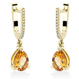 Ohrschmuck 18 kt GG, 24 Dia. 0,07 ct, TW-si, 2 Citrin 2,01 ct gelb