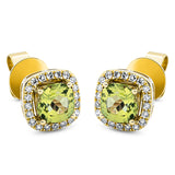 Ohrstecker 18 kt GG, 40 Dia. 0,16 ct, TW-si, 2 Peridot 1,28 ct grün