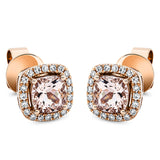 Ohrstecker 18 kt RG, 40 Dia. 0,16 ct, TW-si, 2 Morganit 1,17 ct rosa