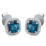Ohrstecker 18 kt WG, 40 Dia. 0,16 ct, TW-si, 2 Topase 1,37 ct Lond. blue