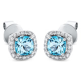 Ohrstecker 18 kt WG, 40 Dia. 0,16 ct, TW-si, 2 Topase 1,37 ct blau