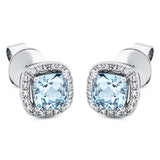 Ohrstecker 18 kt WG, 40 Dia. 0,16 ct, TW-si, 2 Aquamarin 1,12 ct blau