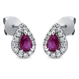 Ohrstecker 18 kt WG, 28 Brill. 0,40 ct, TW-si, 2 Rubine 0,85 ct rot