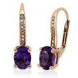 Ohrschmuck 18 kt RG, 18 Dia. 0,05 ct, TW-si, 2 Amethyste 1,47 ct lila