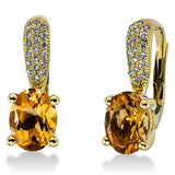 Ohrschmuck 18 kt GG, 40 Brill. 0,15 ct, TW-si, 2 Citrin 2,60 ct gelb