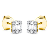 Ohrstecker 18 kt GG, Fassung rhodiniert, 4 Bag. 0,03 ct, TW-si, 6 Bag. 0,12 ct, TW-si, 8 Brill. 0,03 ct, TW-si