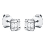 Ohrstecker 18 kt WG, mit ZÖ 40 cm, 4 Bag. 0,03 ct, TW-si, 6 Bag. 0,10 ct, TW-si, 8 Brill. 0,03 ct, TW-si