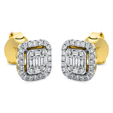Ohrstecker 18 kt GG, Fassung rhodiniert, 4 Bag. 0,03 ct, TW-si, 6 Bag. 0,10 ct, TW-si, 48 Brill. 0,23 ct, TW-si