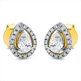 Ohrstecker 18 kt GG, Fassung rhodiniert, 2 Tropfen 0,62 ct, TW-si, 36 Brill. 0,23 ct, TW-si