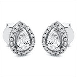Ohrstecker 18 kt WG, 2 Tropfen 0,63 ct, TW-si, 36 Brill. 0,23 ct, TW-si