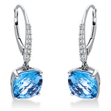 Ohrschmuck 18 kt WG, 14 Brill. 0,14 ct, TW-si, 2 Topase 5,13 ct blau