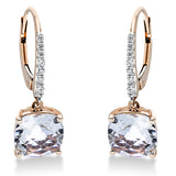 Ohrschmuck 18 kt RG, Fassung rhodiniert, 14 Brill. 0,14 ct, TW-si, 2 Amethyste 3,99 ct grün