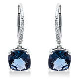 Ohrschmuck 18 kt WG, 14 Brill. 0,14 ct, TW-si, 2 Topase 5,02 ct Lond. blue