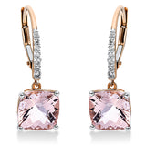 Ohrschmuck 18 kt RG, Fassung rhodiniert, 14 Brill. 0,13 ct, TW-si, 2 Morganit 3,88 ct rosa