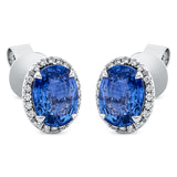 Ohrstecker 18 kt WG, 40 Brill. 0,12 ct, TW-vsi/si, 2 Saphire 2,52 ct blau