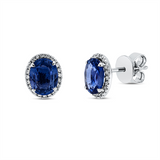 Ohrstecker 18 kt WG, 40 Brill. 0,12 ct, TW-vsi/si, 2 Saphire 2,52 ct blau