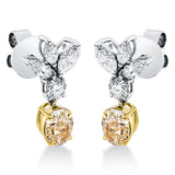 Ohrschmuck 18 kt WG+GG, 6 Nav. 0,73 ct, vvs, 1 Ov 0,66 ct, 1 Ov 0,66 ct, gelb, 2 Brill. 0,26 ct, si