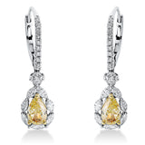 Ohrschmuck 18 kt WG+GG, 2 GIA, 2 Tropfen 1,15 ct, gelb-, 14 Nav. 0,54 ct, TW-si
