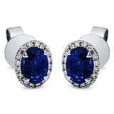 Ohrstecker 18 kt WG, 32 Brill. 0,09 ct, TW-si, 2 Saphire 1,29 ct blau