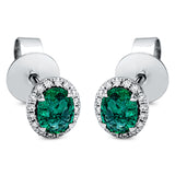 Ohrstecker 18 kt WG, 32 Brill. 0,09 ct, TW-si, 2 Smaragde 0,52 ct grün
