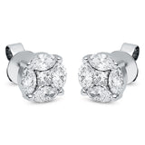 Ohrstecker 18 kt WG, 2 Princ. 0,23 ct, TW-vsi/si, 8 Nav. 1,25 ct, TW-vsi/si