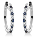Creolen 18 kt WG, 8 Brill. 0,10 ct, TW-pi, 10 Saphire 0,13 ct blau