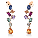 Ohrschmuck 18 kt RG, 14 Brill. 0,05 ct, TW-si, 12 Saphire 2,85 ct multicolor