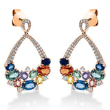 Ohrschmuck 18 kt RG,  98 Brill. 0,75 ct, TW-si, 6 Saphire 3,28 ct fancy, 12 Saphire 2,54 ct fancy